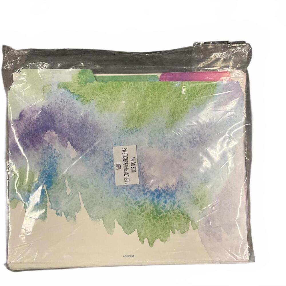 24 Watercolor Tabbed File Folders NEW!!